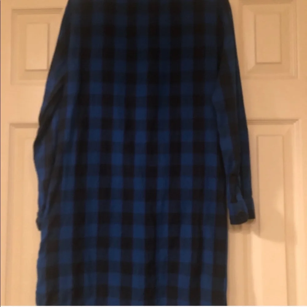 Madewell Jane Buffalo Check Plaid Shirtdress S Blue Black Button Down